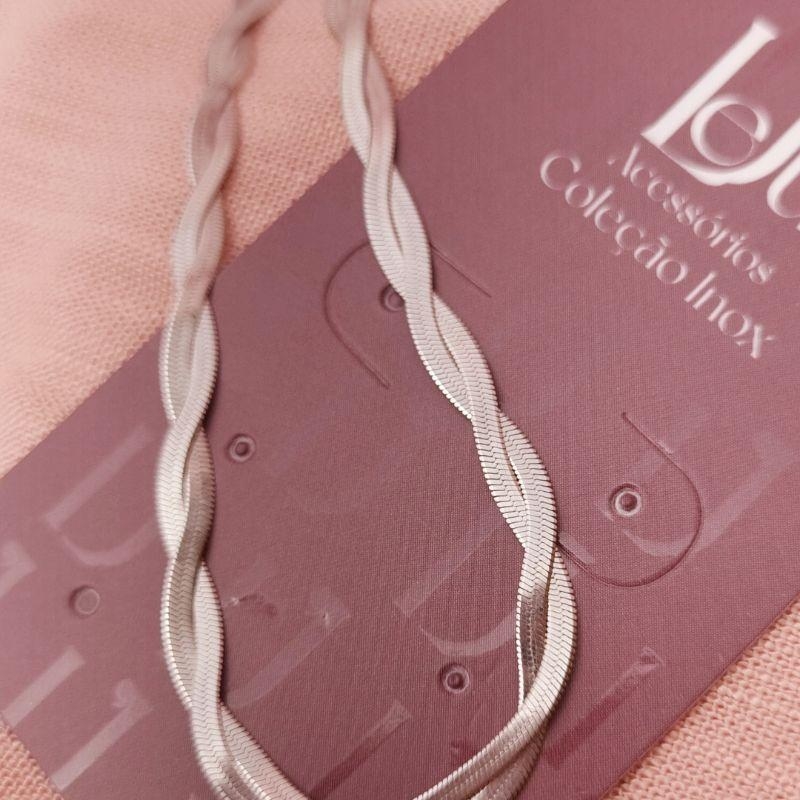 Colar Steel Fita Trançada 2 voltas