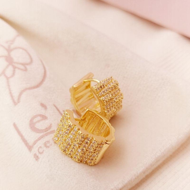 Argola Lux Cravejada Larga