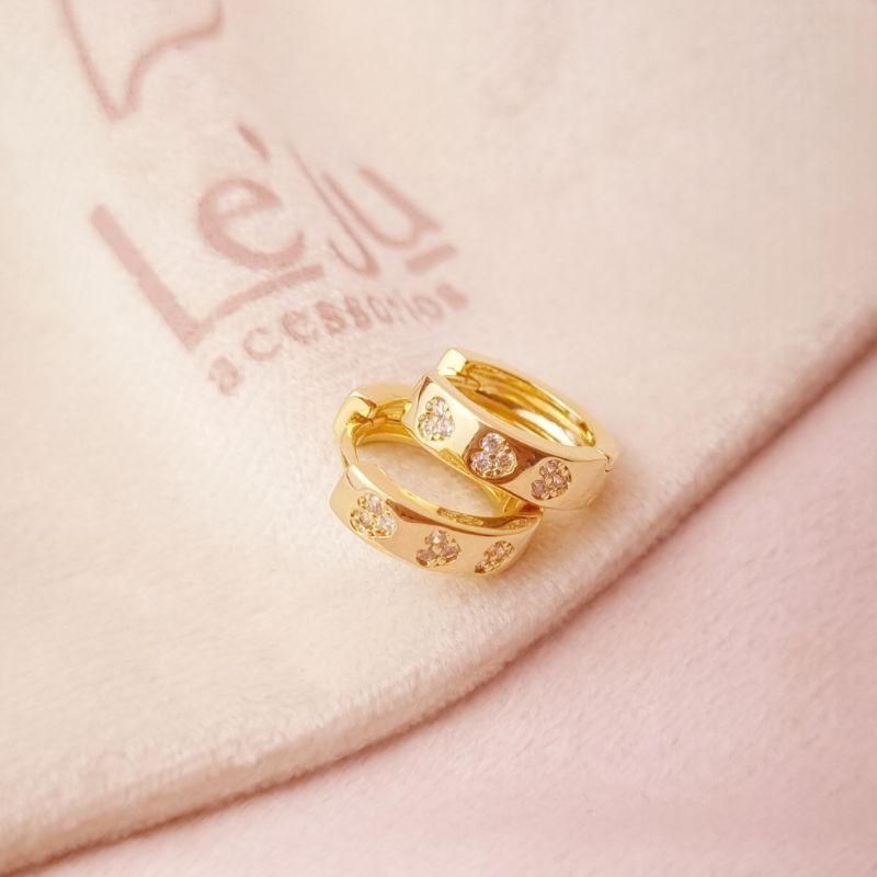 Argola Tranqueta com Três Corações com Zircônias