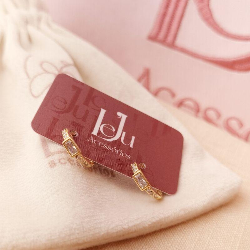 Argola Tranqueta com Zircônia Quadrada