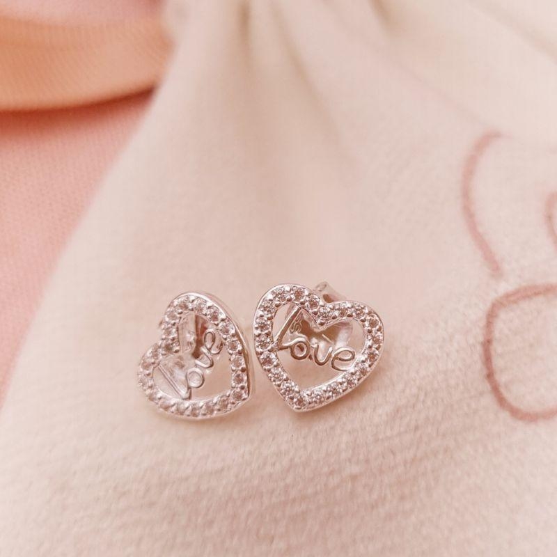 Brinco Prata 925 Love Coração
