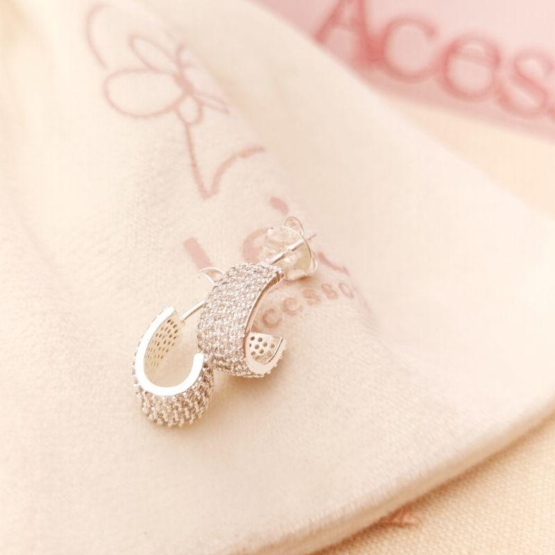 Brinco Zircônia em Banho de Prata