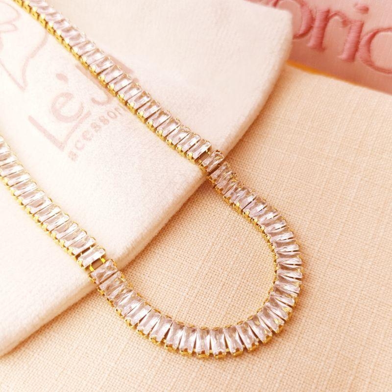 Riviera em Inox com Zircônias em Baguete