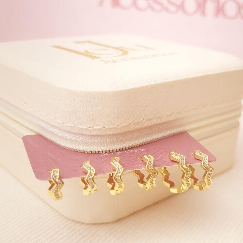 Trio Argola ZigZag com Zircônias