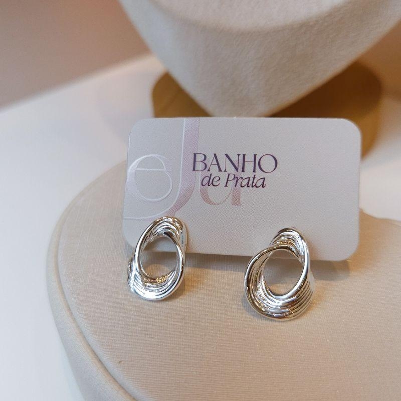 Brinco Banho de Prata Elos
