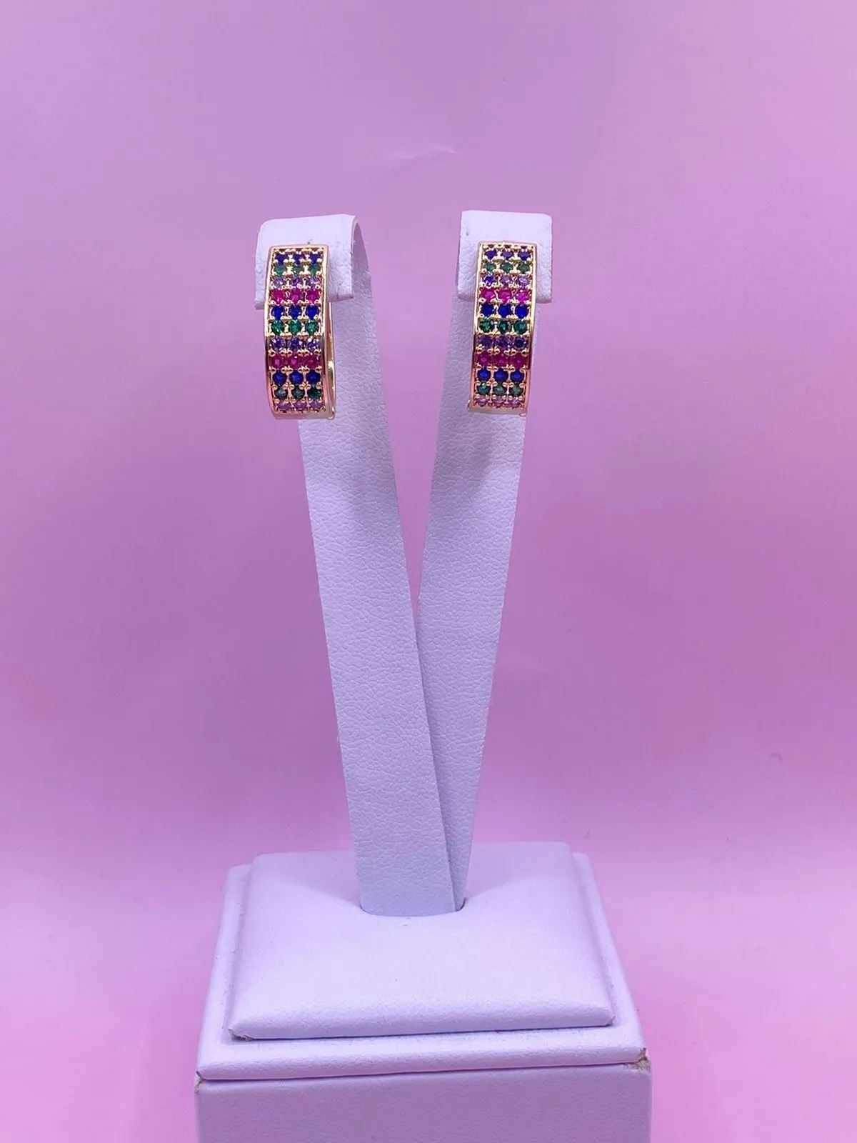 Brinco Argola Click Zirônia Colorida