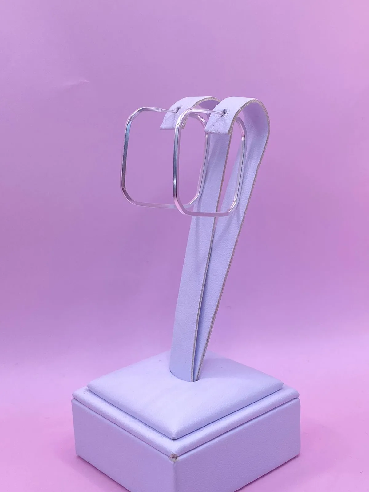 Argola Prata 925 Lisa Quadrada com Fecho Encaixe