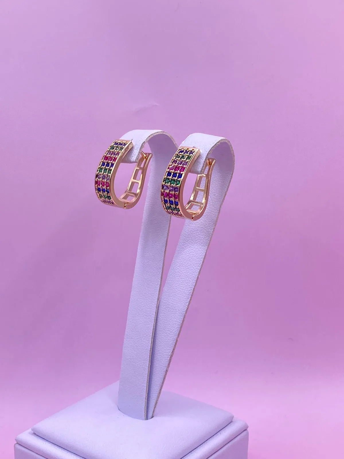 Brinco Argola Click Zirônia Colorida