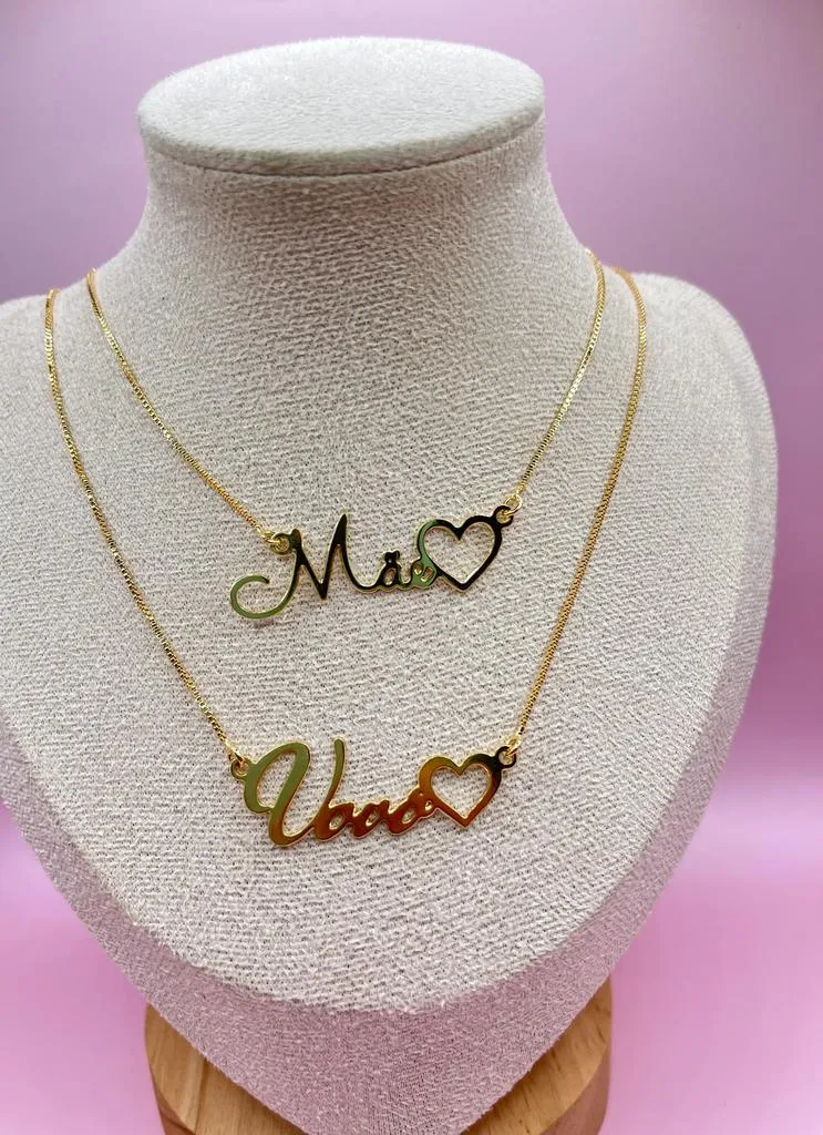 Colar Personalizado Mãe e Vó com Adorno
