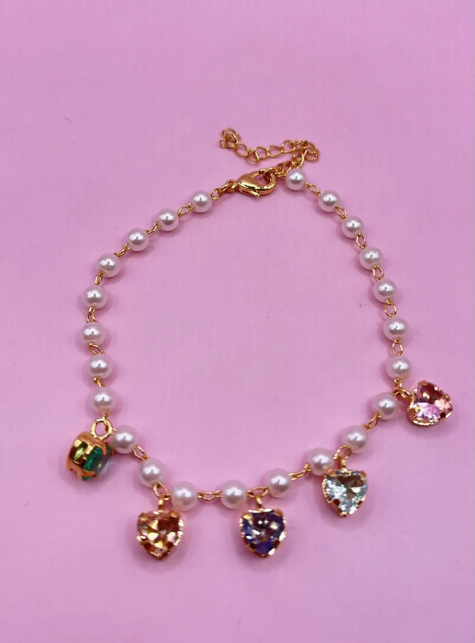 Pulseira Pérolas Pedras Coloridas