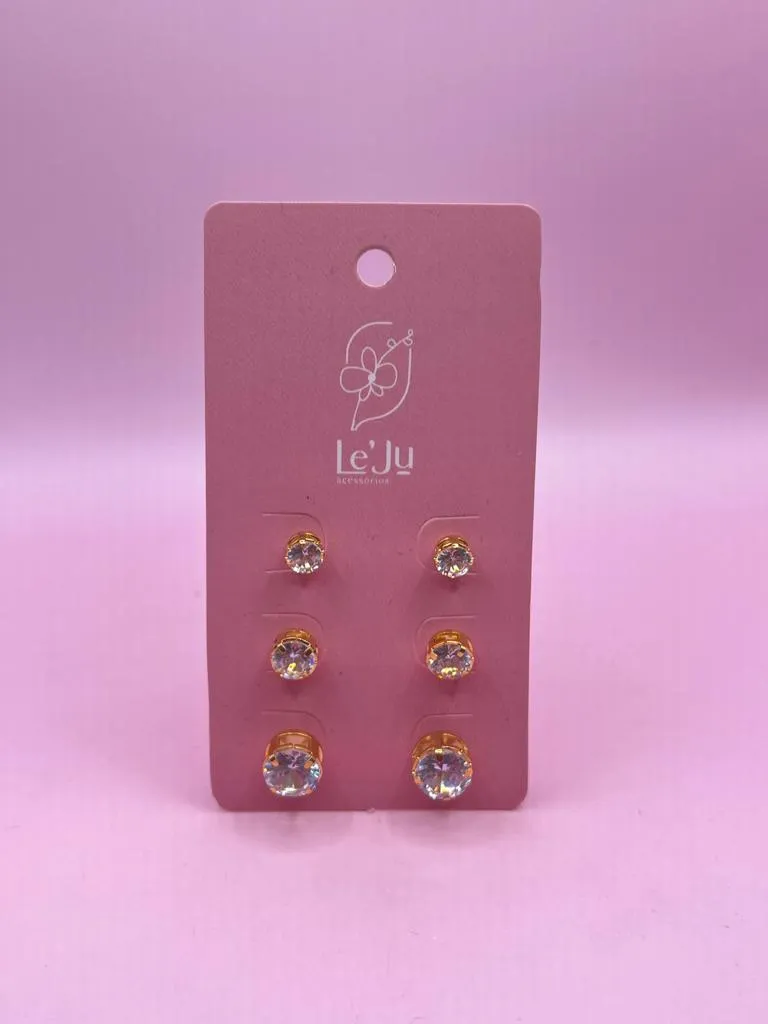 Trio Brincos Zirconia