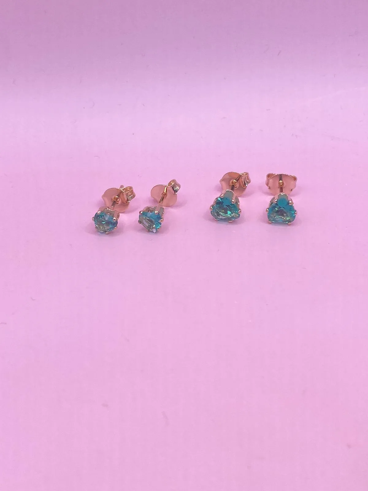 Duo Brinco Coração Zircônia Verde