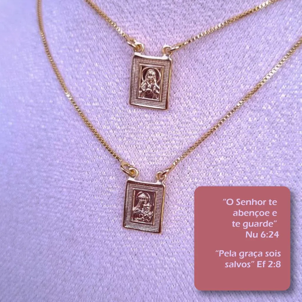 Escapulário Nossa Snr do Carmo e Sagrado Coração