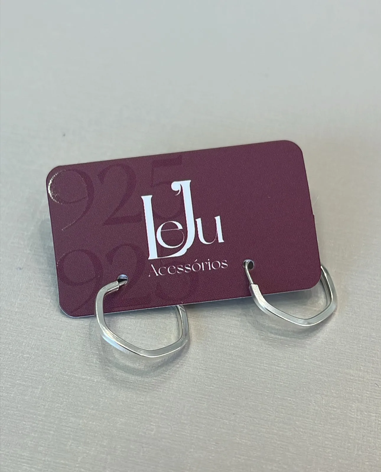 Argola Prata Sextavada