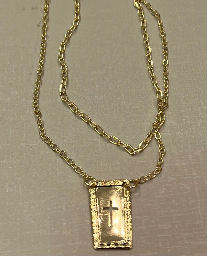 Pulseira Dupla Placa Cruz