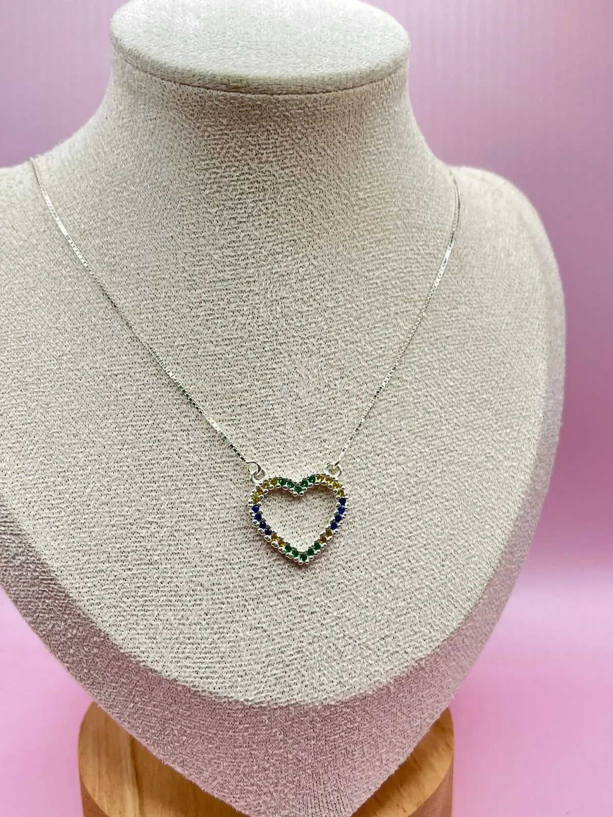 Choker Prata Coração Brasil