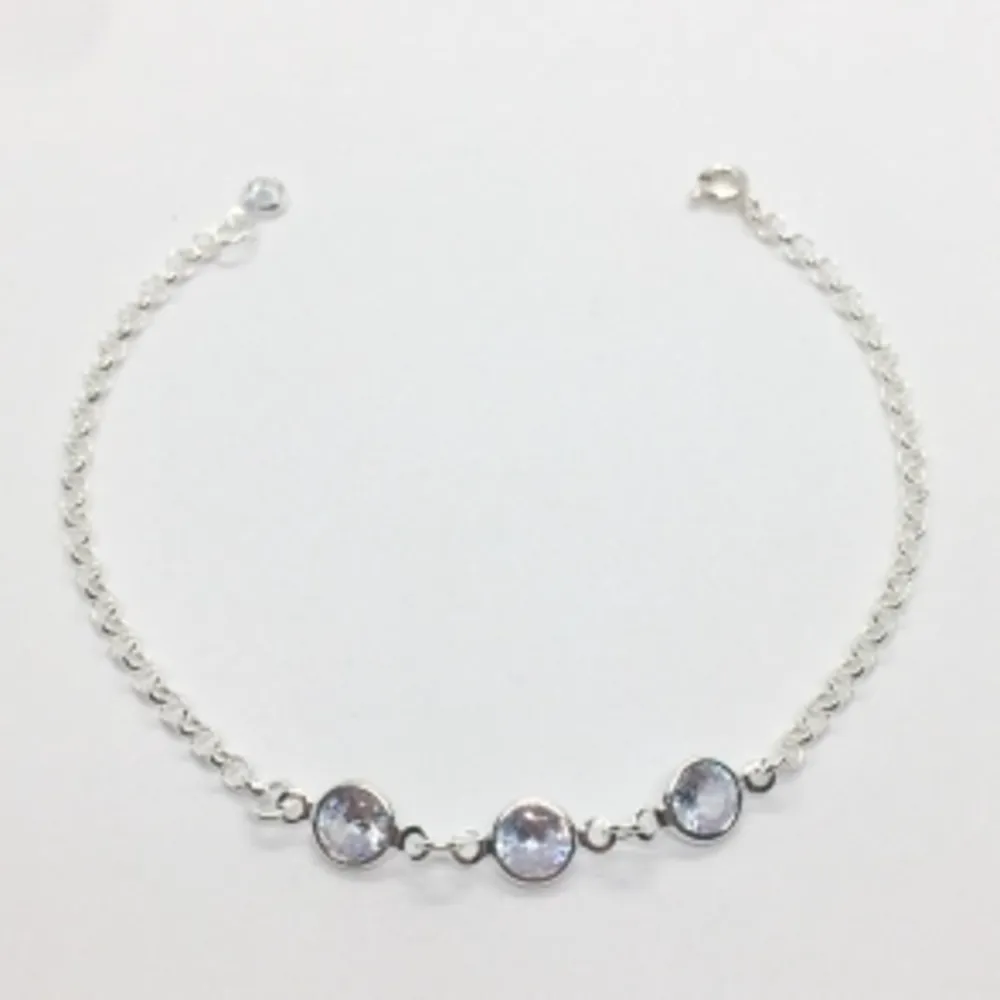 Pulseira Prata 3 Zircônias