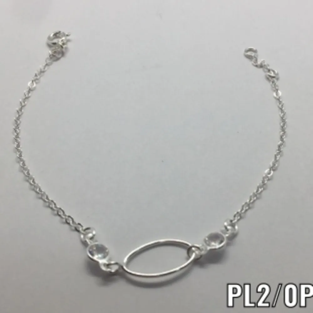 Pulseira Prata Oval com Zircônias