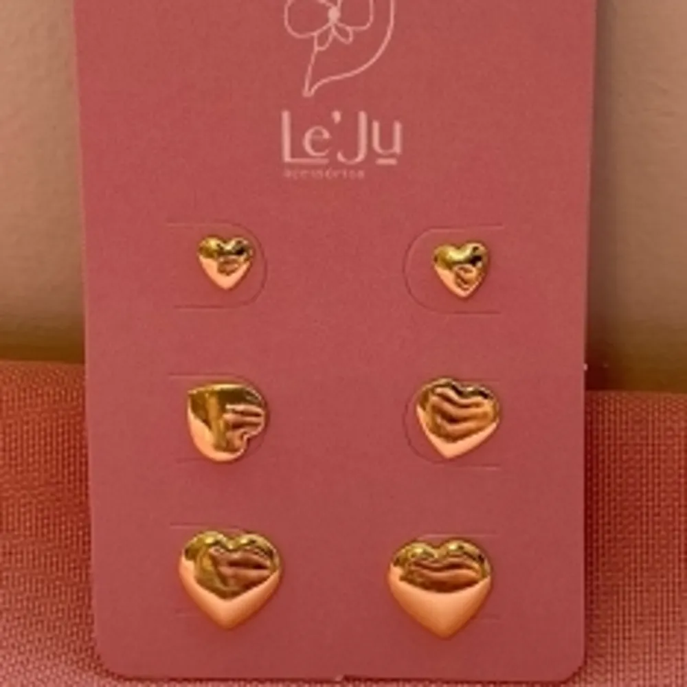 Brinco Trio Coração Liso