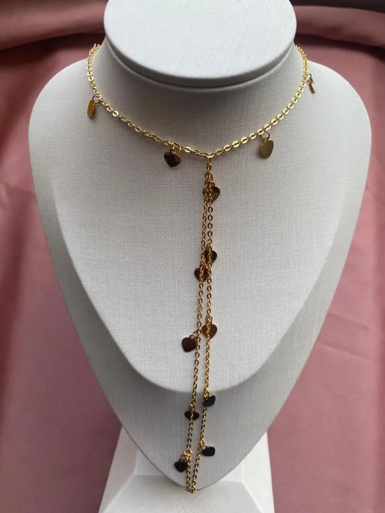 Colar Gravata Corações