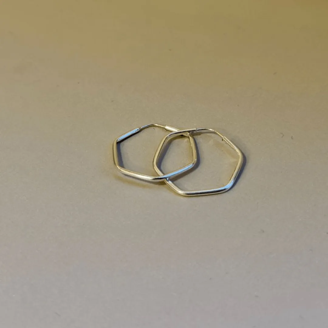 Argola Prata Sextavada