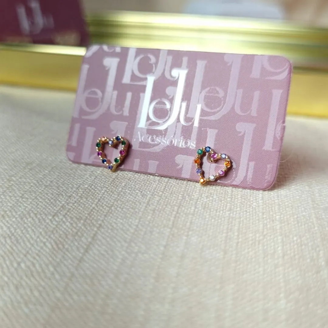 Brinco Coração Colorido PP