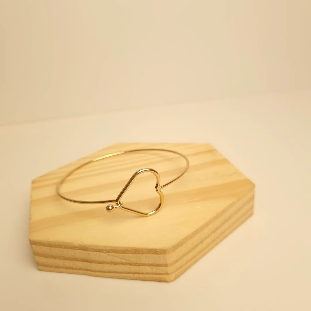 Bracelete Aro Fio Coração Trava