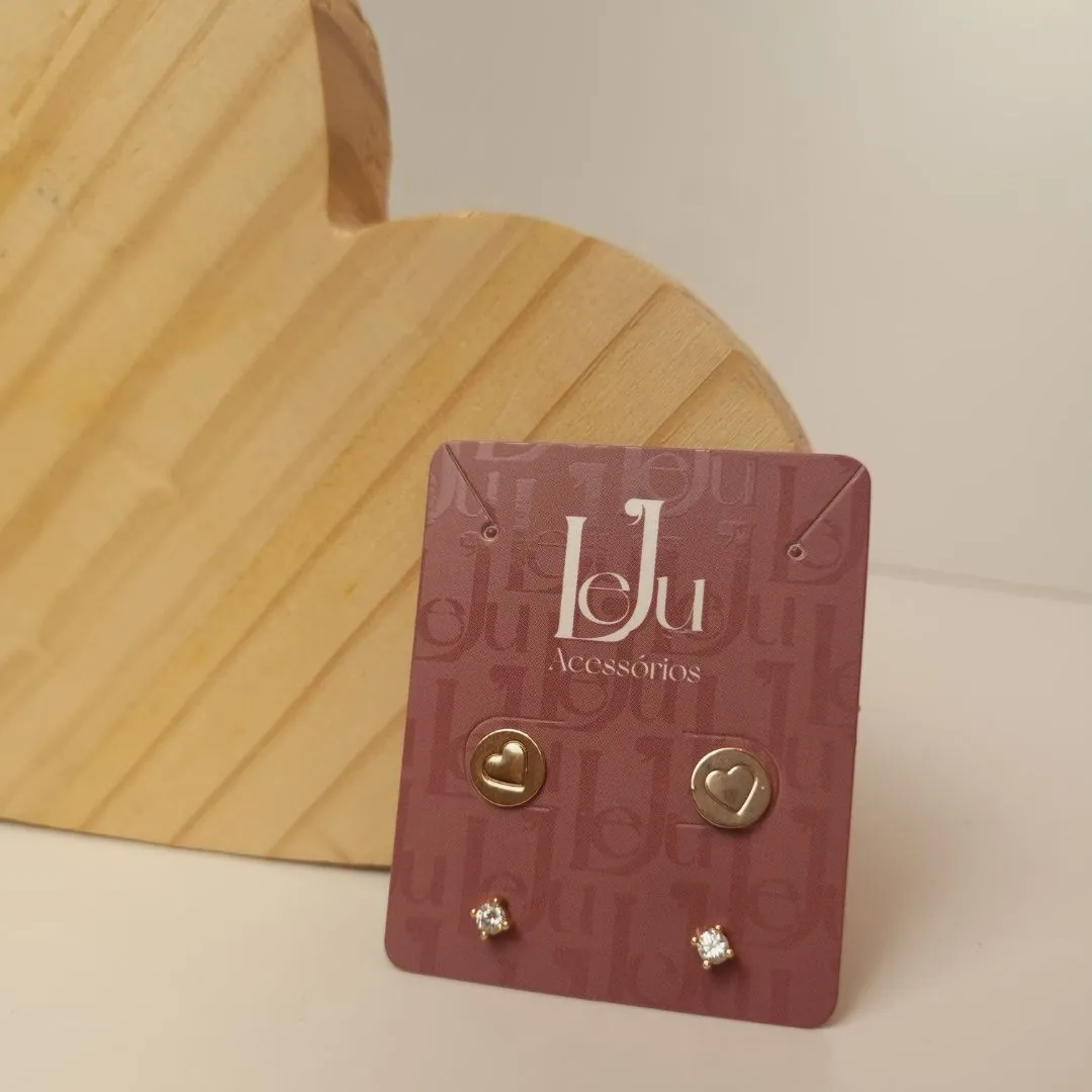 Brinco Duo Coração Ponto de Luz