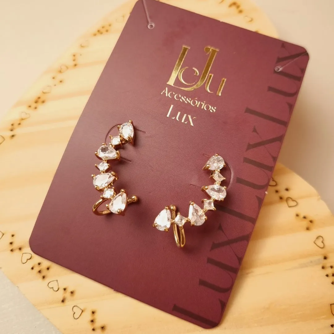 Brinco Ear Hook Pedras