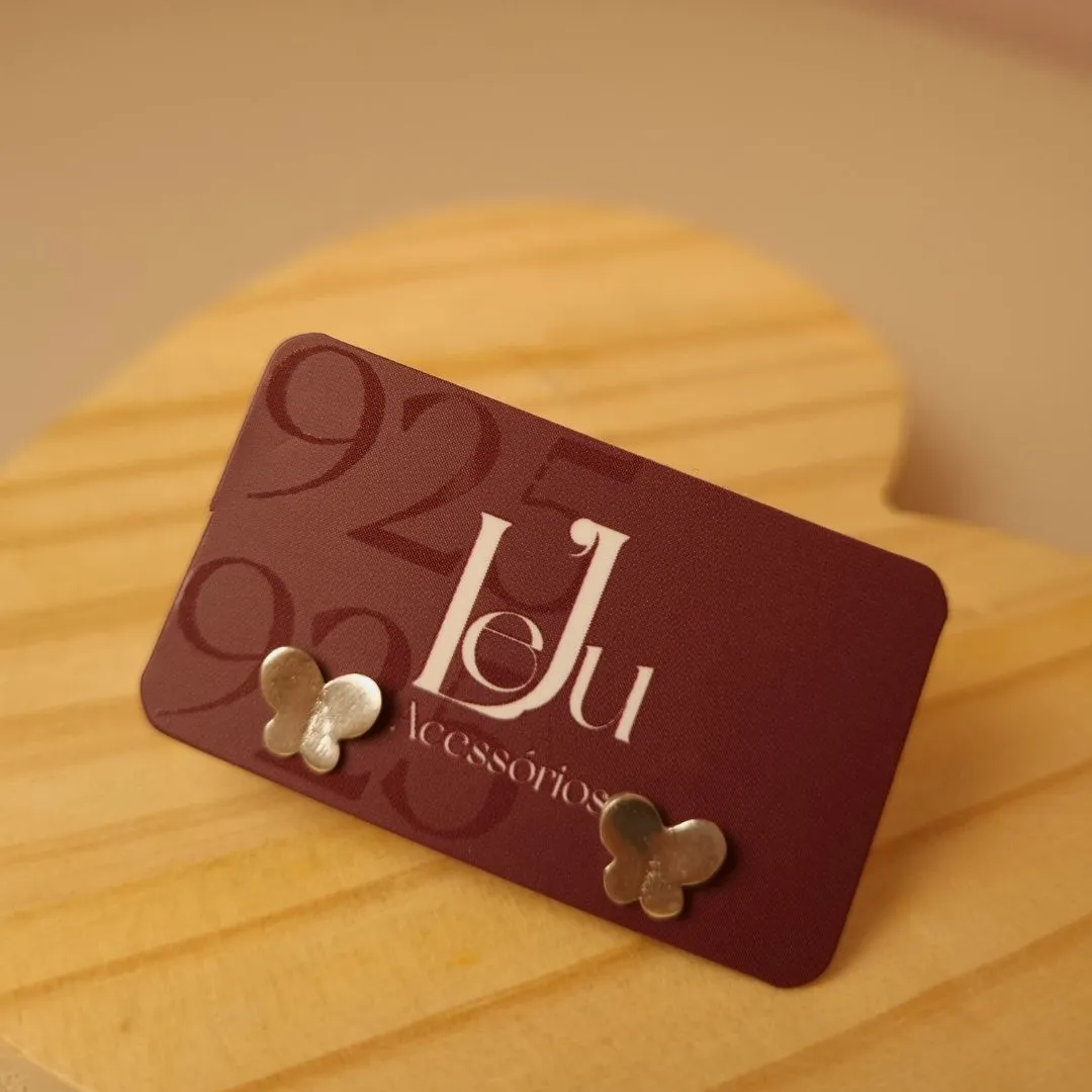 Brinco Prata Borboleta Lisa