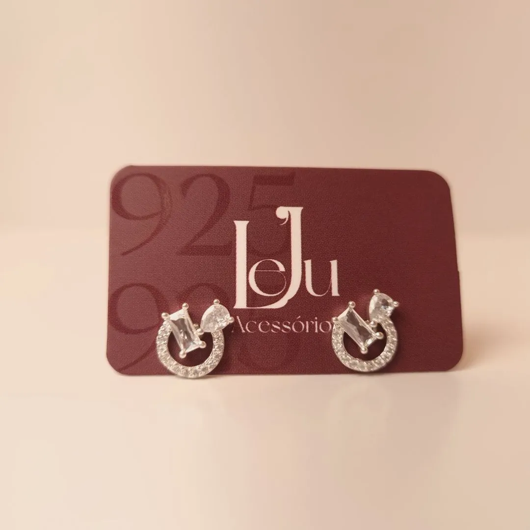 Brinco Prata Circular Cravejado