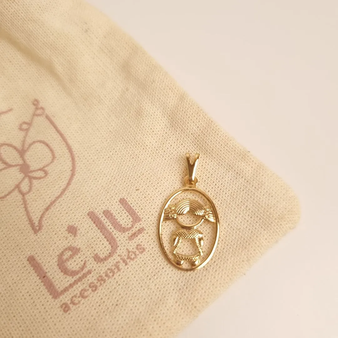 Pingente Menino Menina Circular