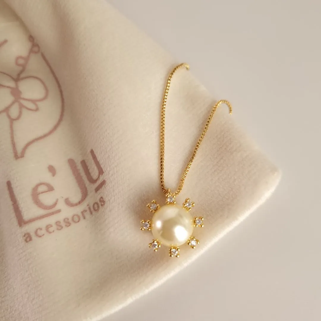 Colar Pérola com Zircônia