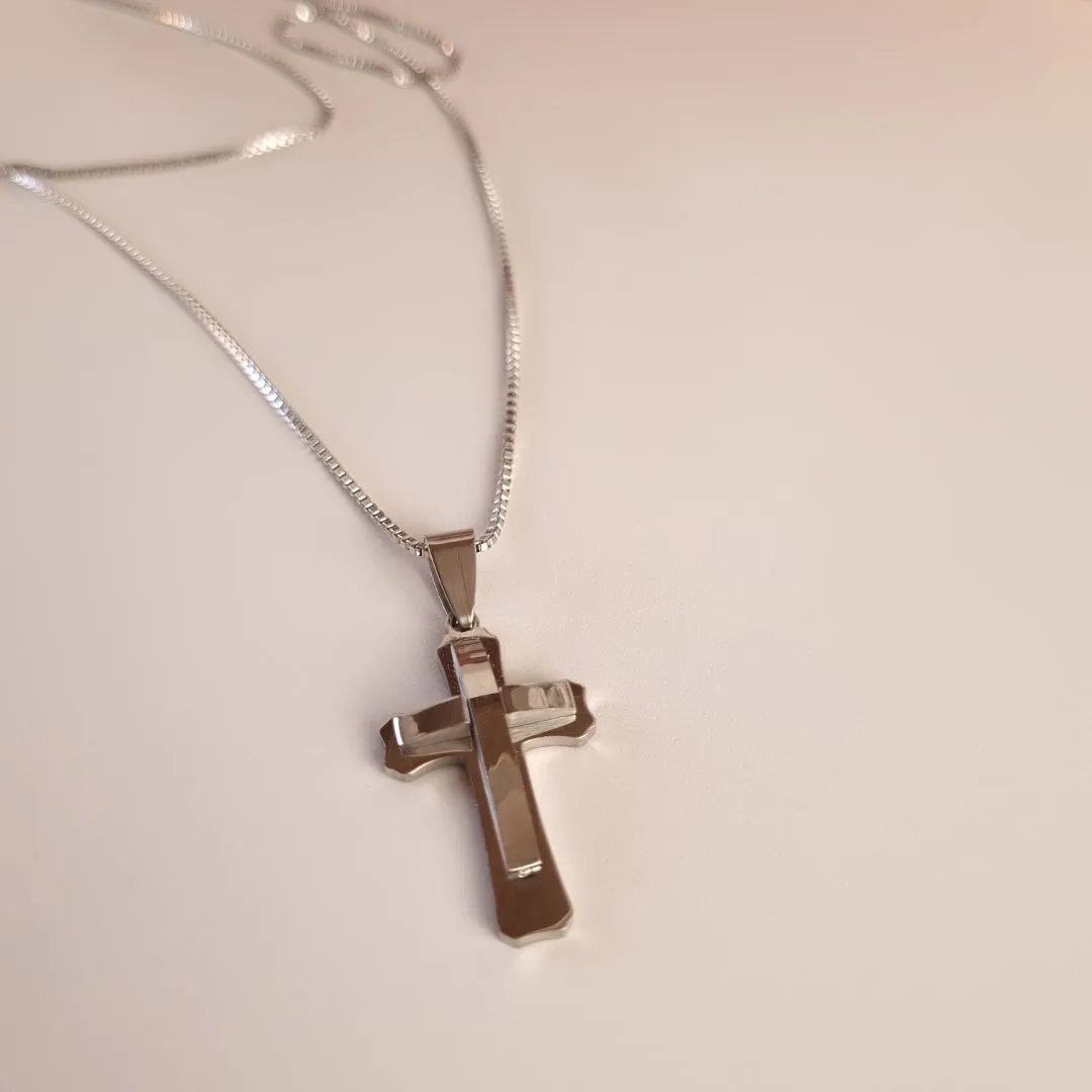 Colar Inox Masculino Cruz
