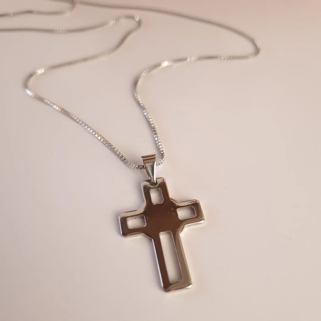 Colar Inox Masculino Cruz