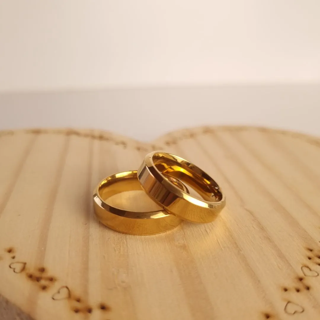 Aliança Inox Dourada Larga