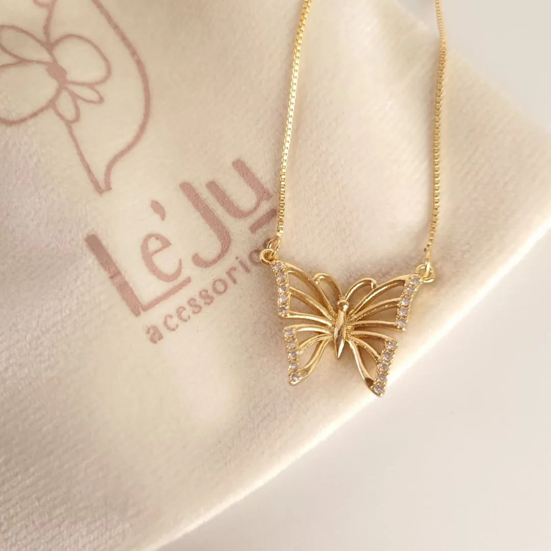 Colar Borboleta Cravejada