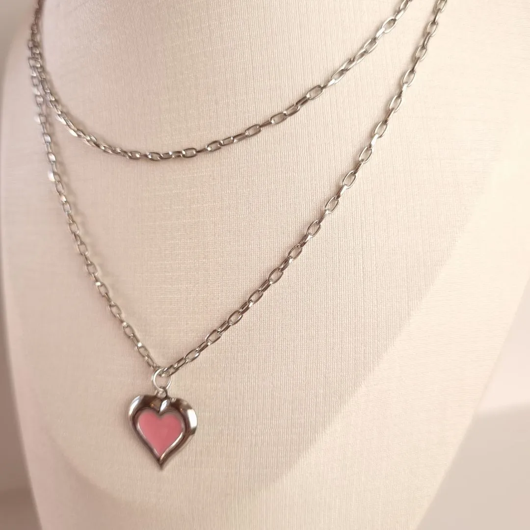Colar Duplo Coração com Ponto de Luz