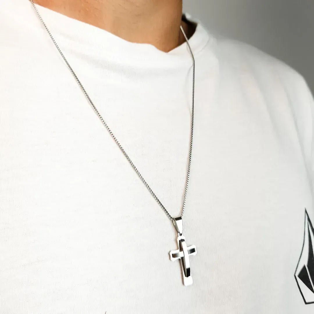 Colar Inox Masculino Cruz