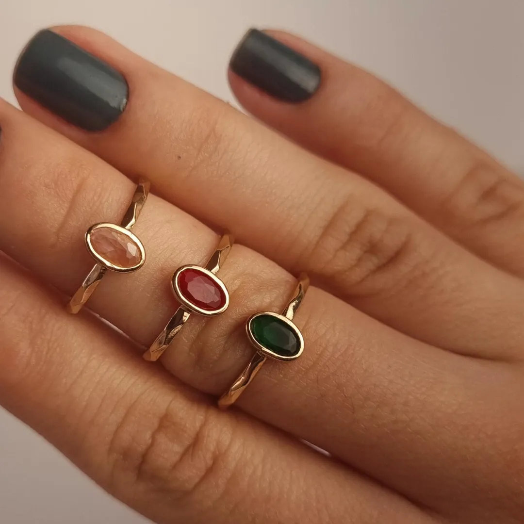 Anel Regulável Pedras Coloridas