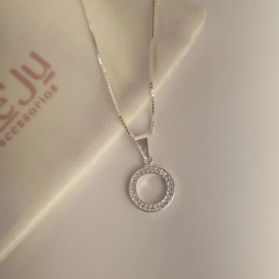Colar Prata Círculo Zircônia