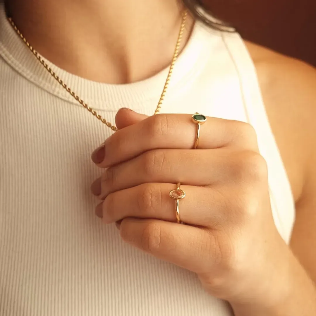 Anel Regulável Pedras Coloridas