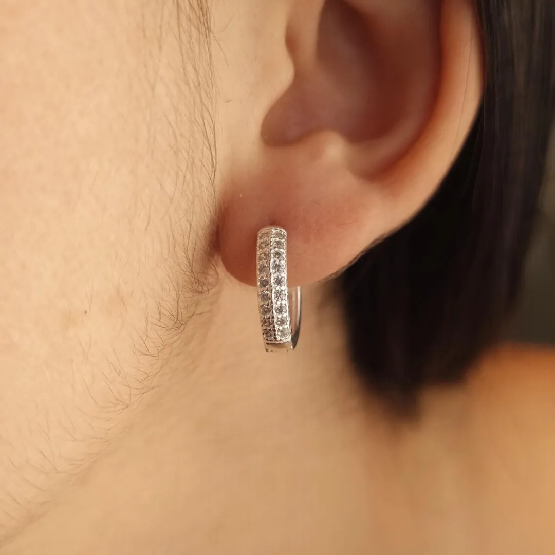 Argola Prata Tranquela 2 fileiras de Zircônia