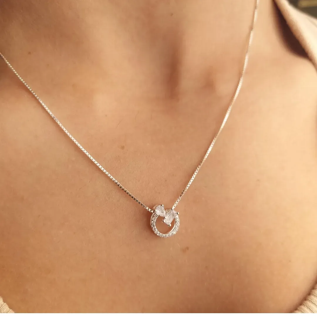 Colar Prata em Zirconias