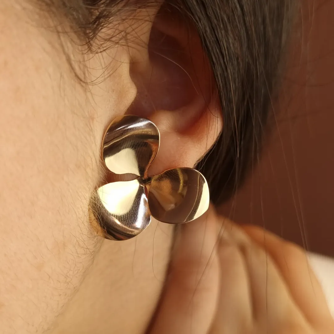 Brinco Flor Chapa Coleção Winter