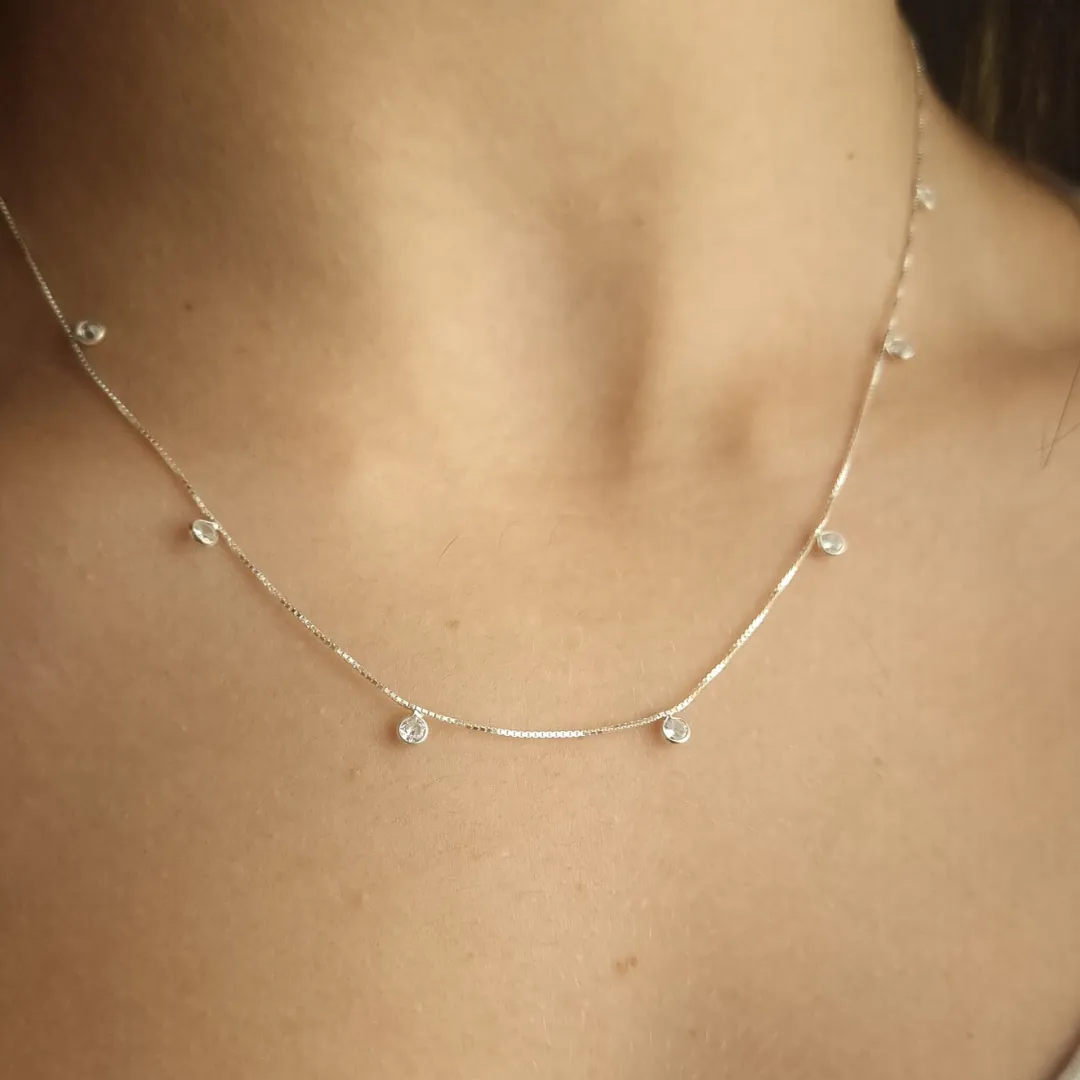 Choker Prata Zircônias Cristais