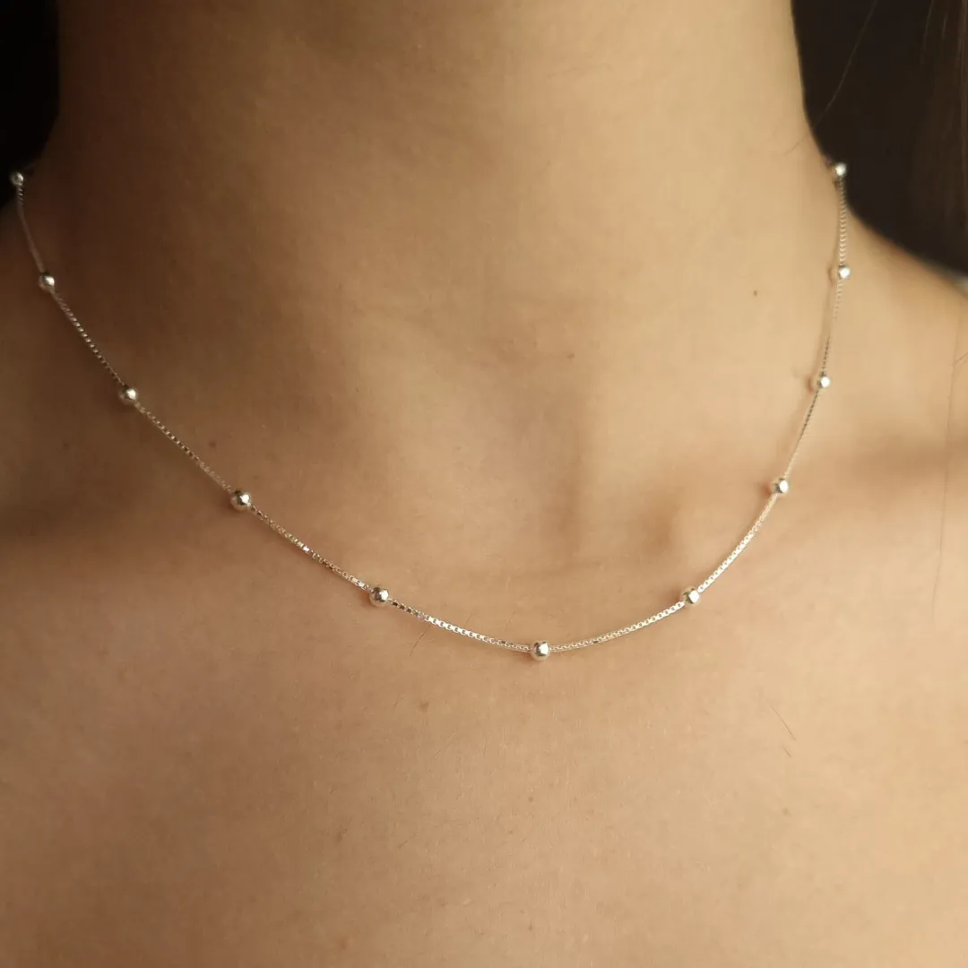 Colar Prata Bolinha V15