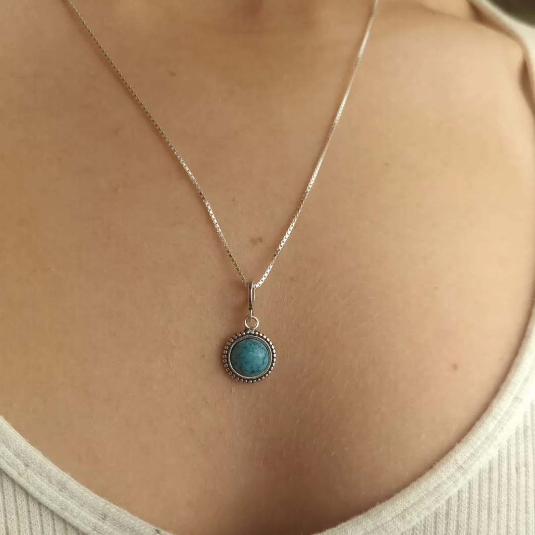 Colar Prata Pedra Verde