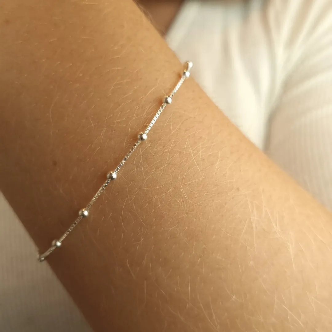 Pulseira Prata Bolinha V15
