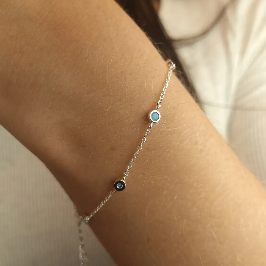 Pulseira Prata Pedra Azul